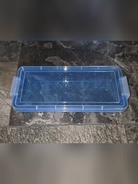 Clear & Blue Plastic Rectangular Storage Container - Blue BNIB